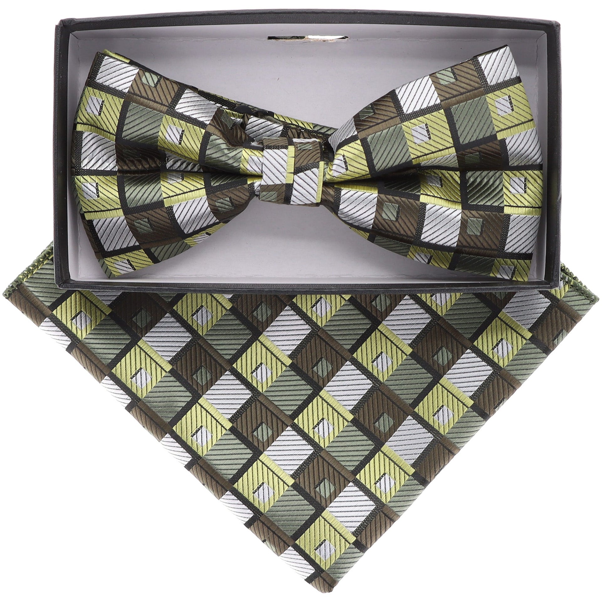Geometric Design Bow Tie & Pocket Square in a Box by Vittorio Farina (BH - D - 21161) for Independent Retail Stores by Dubal Brothers