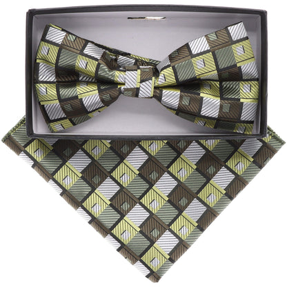 Geometric Design Bow Tie & Pocket Square in a Box by Vittorio Farina (BH - D - 21161) for Independent Retail Stores by Dubal Brothers