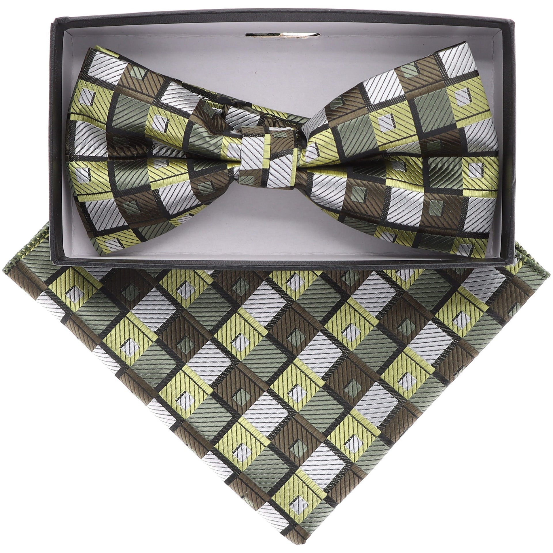 Geometric Design Bow Tie & Pocket Square in a Box by Vittorio Farina (BH-D-21161) for Independent Retail Stores by Dubal Brothers