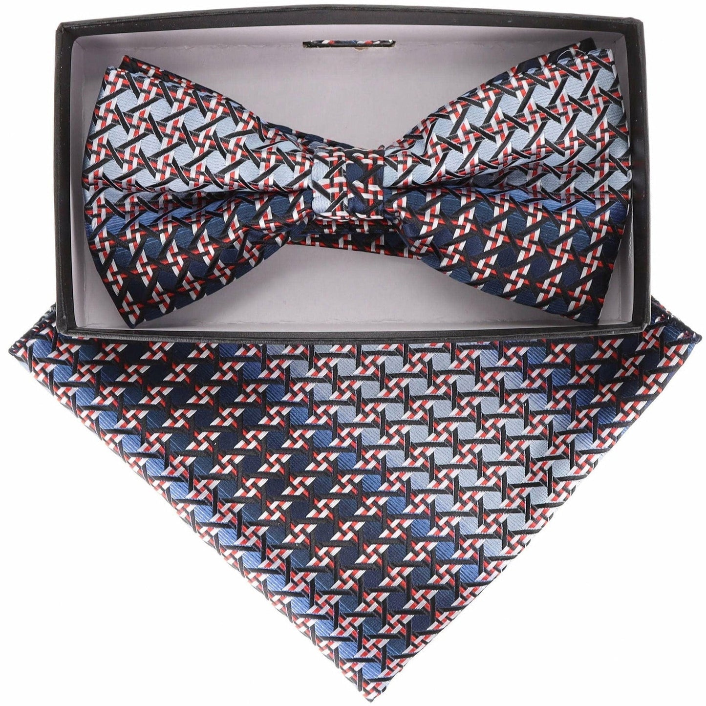 Geometric Design Bow Tie & Pocket Square in a Box by Vittorio Farina (BH - D - 21161) for Independent Retail Stores by Dubal Brothers