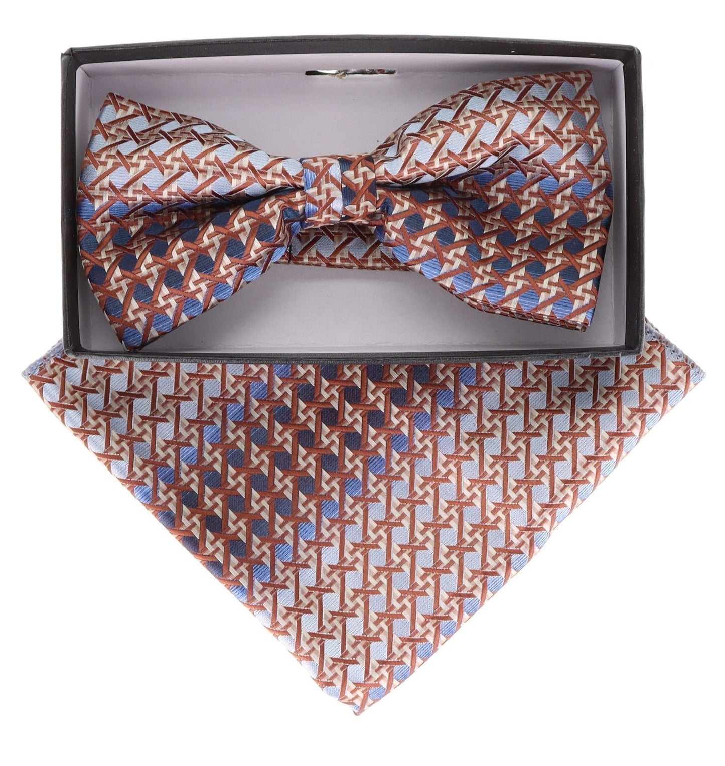 Geometric Design Bow Tie & Pocket Square in a Box by Vittorio Farina (BH-D-21161) for Independent Retail Stores by Dubal Brothers