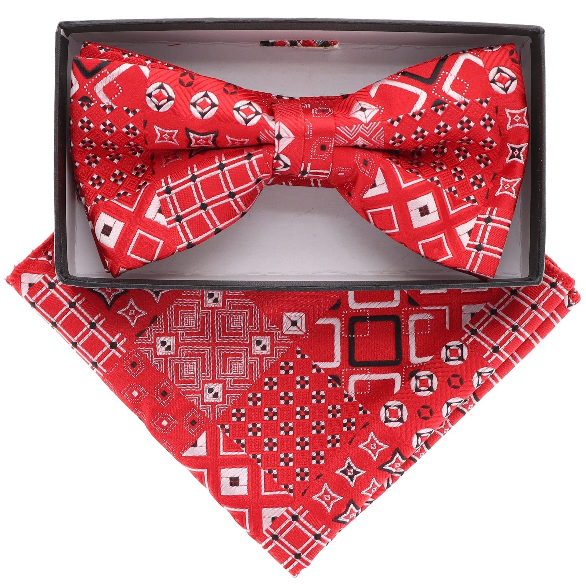 Geometric Design Bow Tie & Pocket Square in a Box by Vittorio Farina (BH - D - 21161) for Independent Retail Stores by Dubal Brothers
