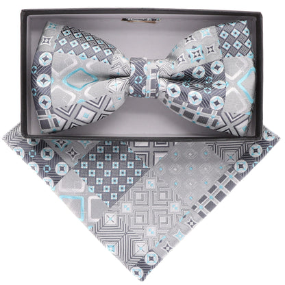 Geometric Design Bow Tie & Pocket Square in a Box by Vittorio Farina (BH - D - 21161) for Independent Retail Stores by Dubal Brothers