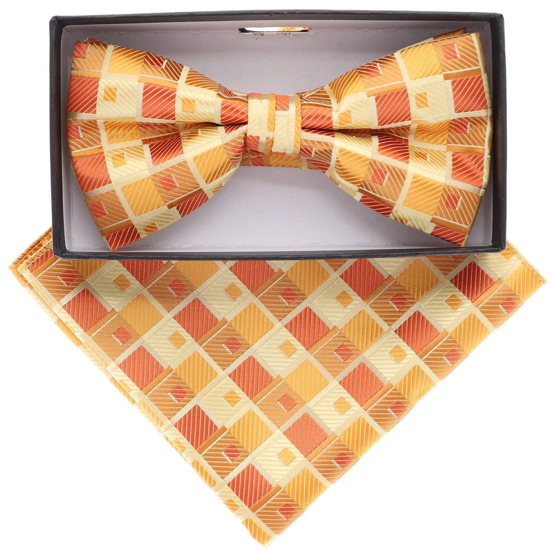Geometric Design Bow Tie & Pocket Square in a Box by Vittorio Farina (BH-D-21161) for Independent Retail Stores by Dubal Brothers