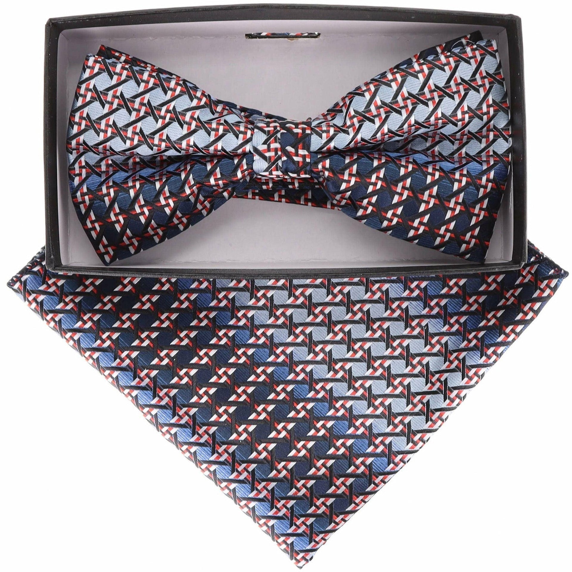 Geometric Design Bow Tie & Pocket Square in a Box by Vittorio Farina (BH-D-21161) for Independent Retail Stores by Dubal Brothers