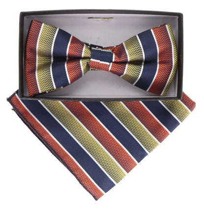 Geometric Design Bow Tie & Pocket Square in a Box by Vittorio Farina (BH-D-21161) for Independent Retail Stores by Dubal Brothers