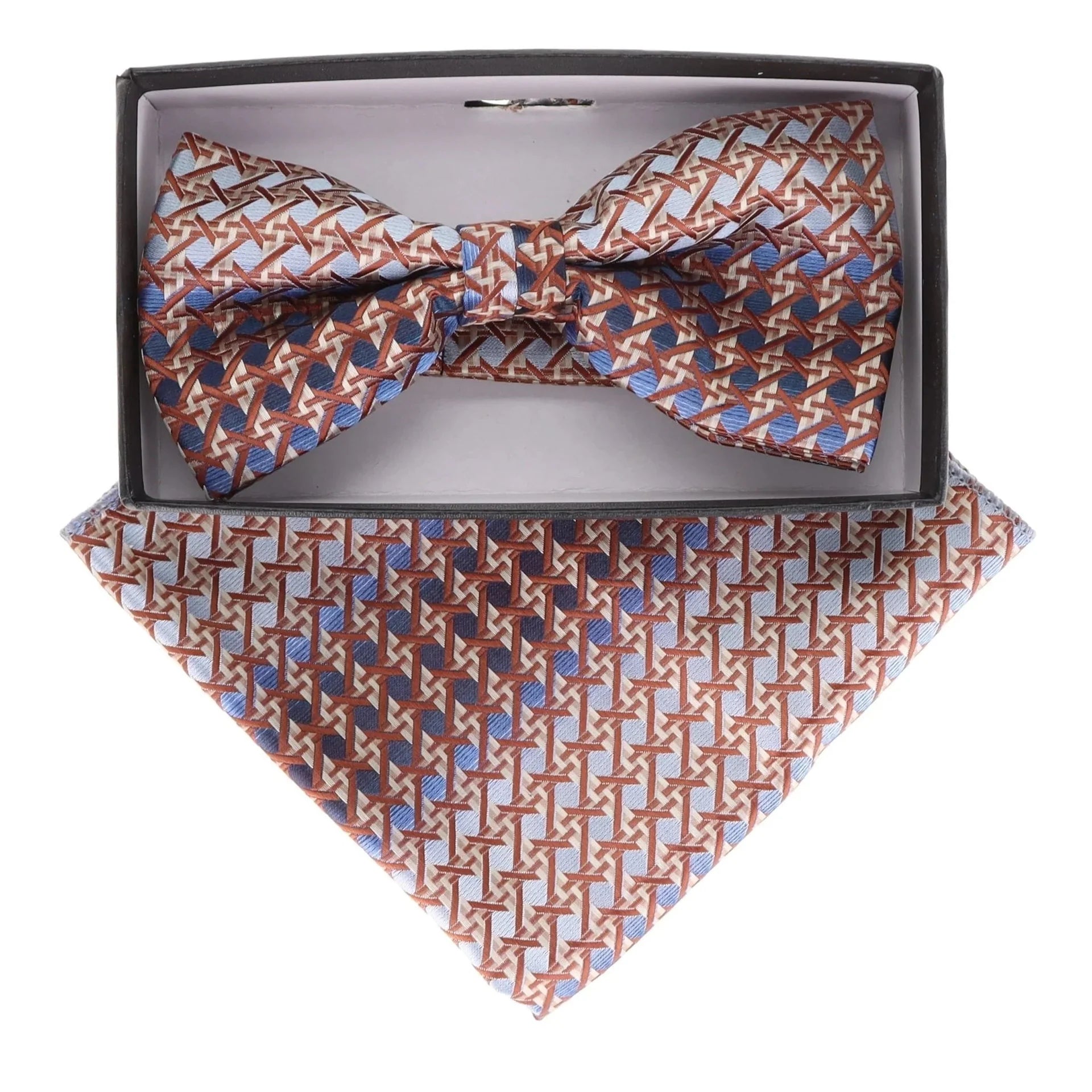 Geometric Design Bow Tie & Pocket Square in a Box by Vittorio Farina (BH - D - 21162) for Independent Retail Stores by Dubal Brothers