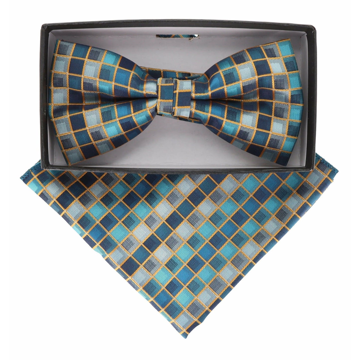 Geometric Design Bow Tie & Pocket Square in a Box by Vittorio Farina (BH - D - 21172) for Independent Retail Stores by Dubal Brothers