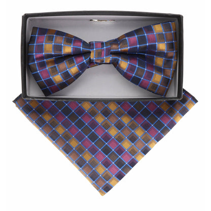 Geometric Design Bow Tie & Pocket Square in a Box by Vittorio Farina (BH-D-21172) for Independent Retail Stores by Dubal Brothers