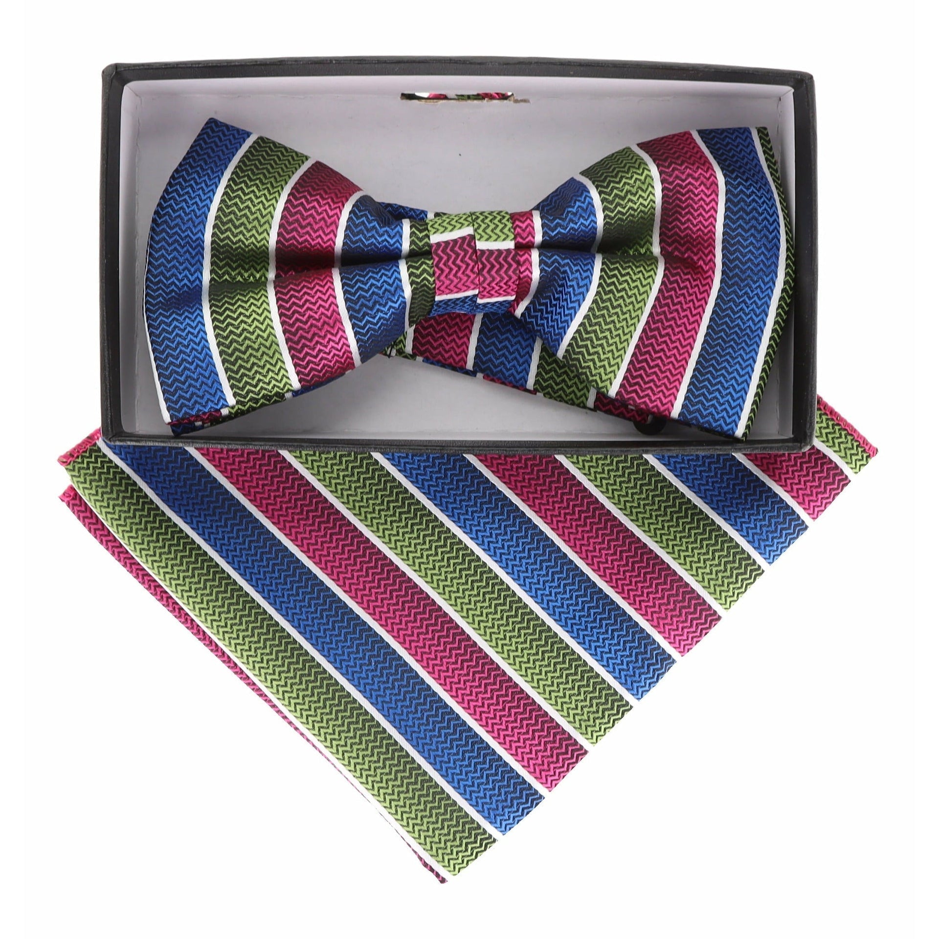 Geometric Design Bow Tie & Pocket Square in a Box by Vittorio Farina (BH-D-21174) for Independent Retail Stores by Dubal Brothers