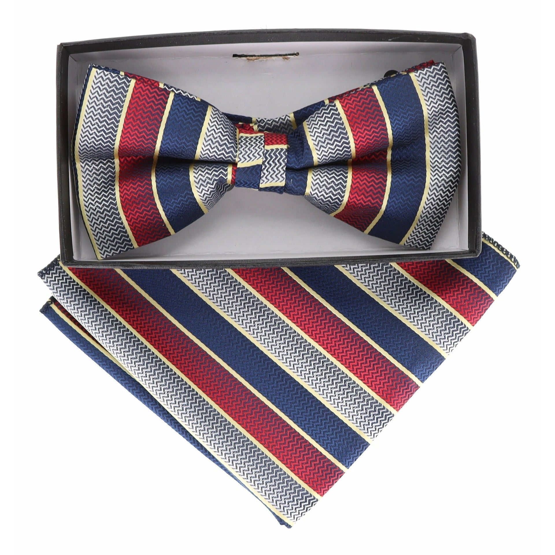 Geometric Design Bow Tie & Pocket Square in a Box by Vittorio Farina (BH - D - 21174) for Independent Retail Stores by Dubal Brothers