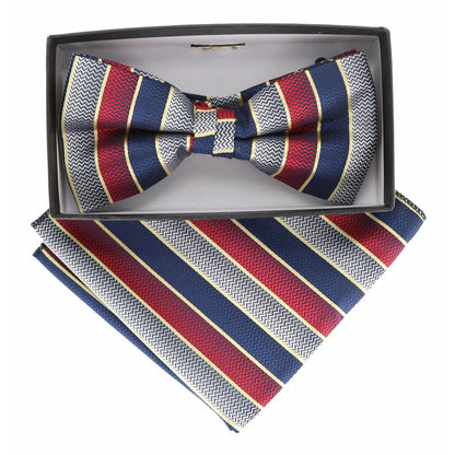 Geometric Design Bow Tie & Pocket Square in a Box by Vittorio Farina (BH - D - 21174) for Independent Retail Stores by Dubal Brothers