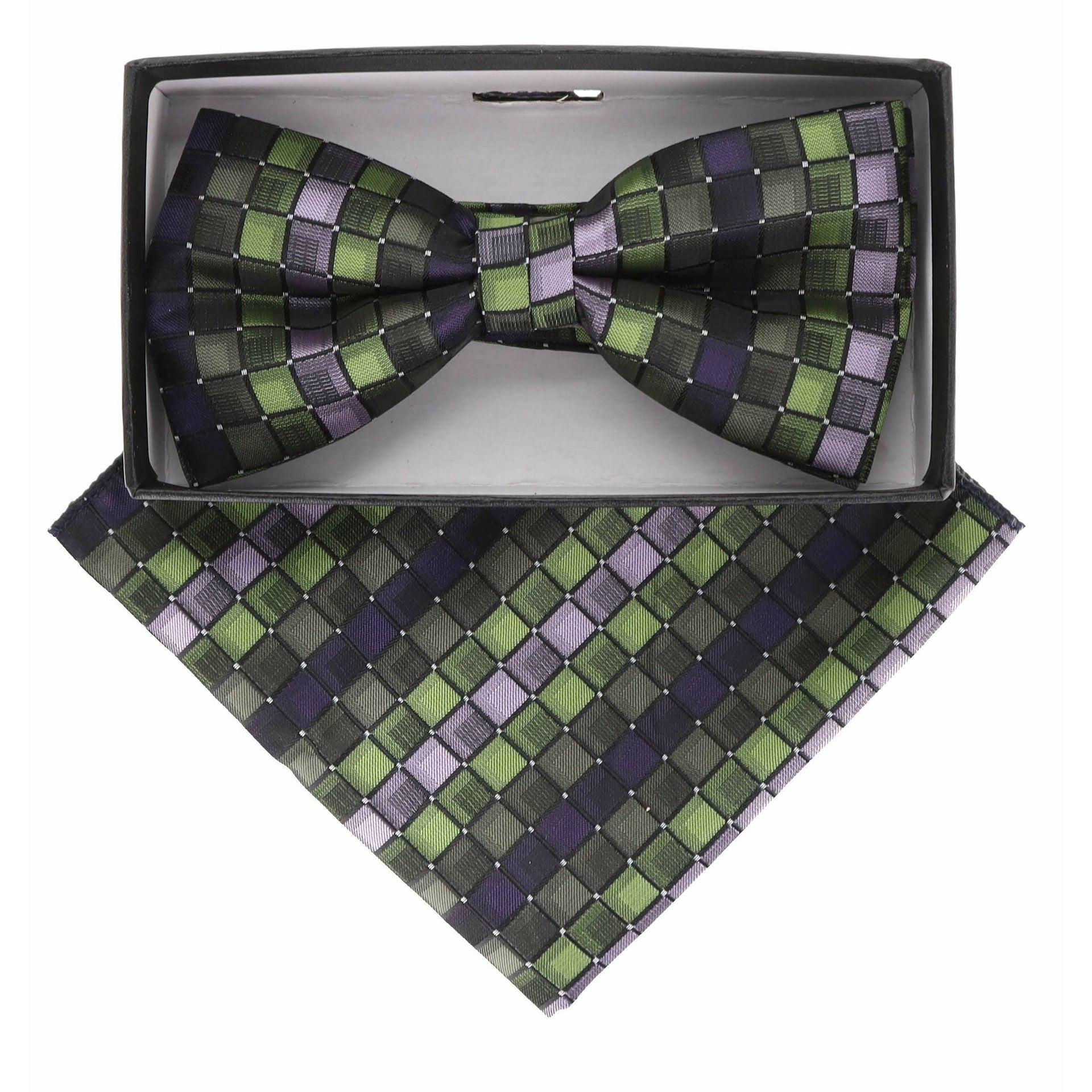 Geometric Design Bow Tie & Pocket Square in a Box by Vittorio Farina (BH-D-21174) for Independent Retail Stores by Dubal Brothers