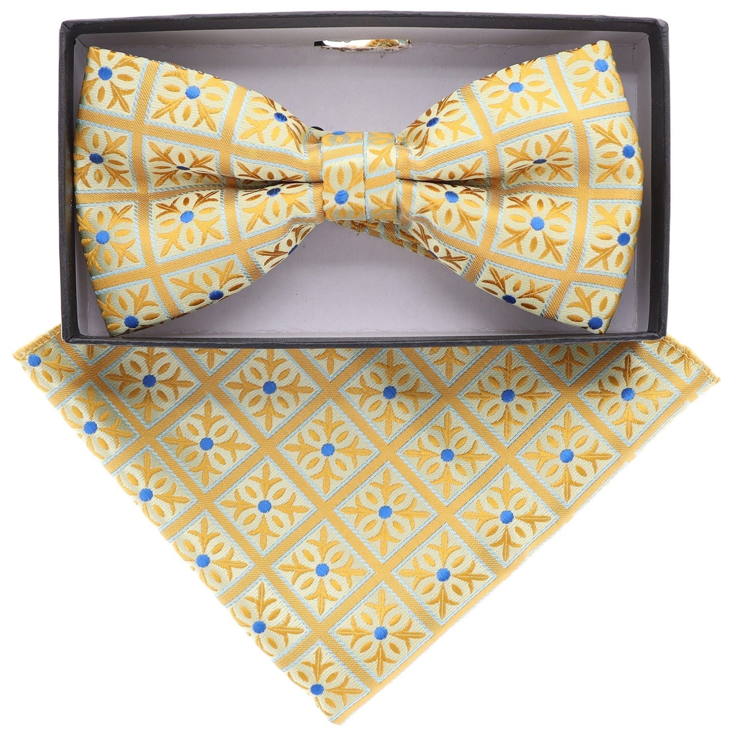Geometric Design Bow Tie & Pocket Square in a Box by Vittorio Farina (BH - D - 5094) for Independent Retail Stores by Dubal Brothers