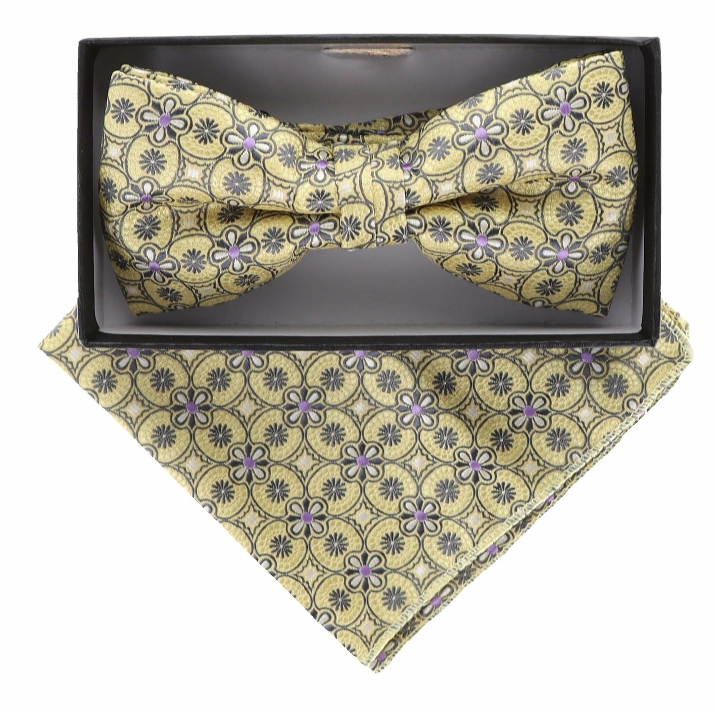 Geometric Design Bow Tie & Pocket Square in a Box by Vittorio Farina (BH - D - 5094) for Independent Retail Stores by Dubal Brothers