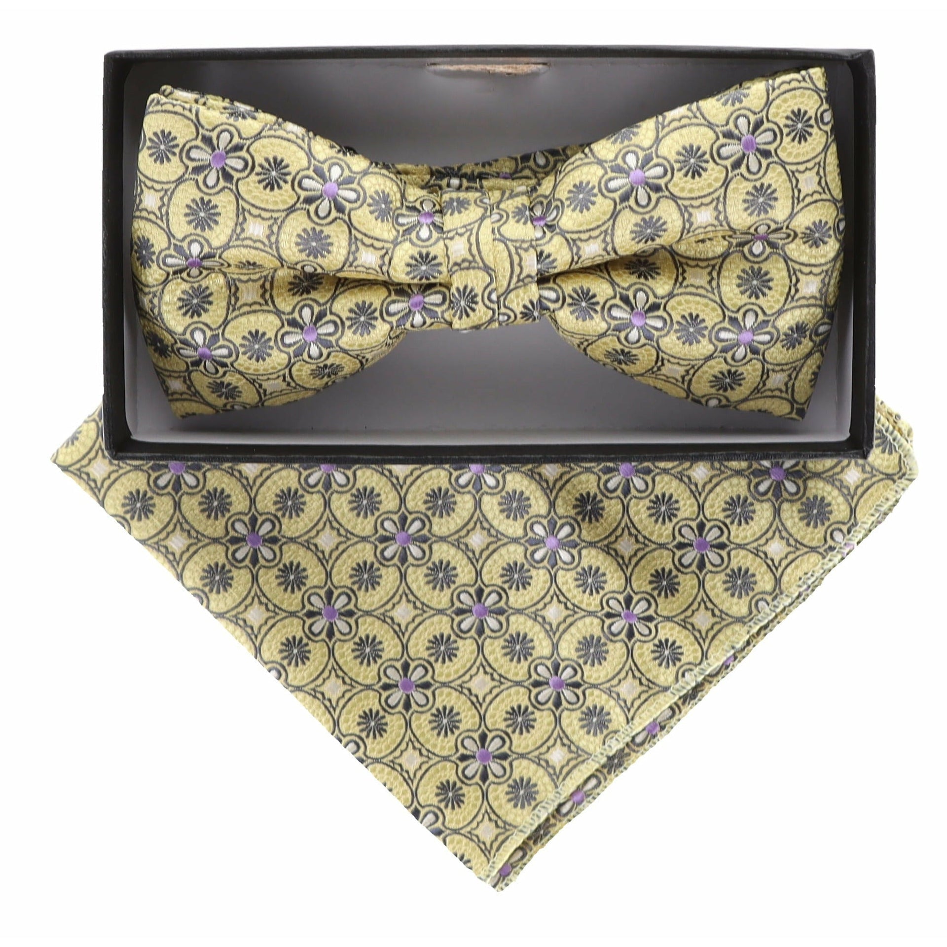 Geometric Design Bow Tie & Pocket Square in a Box by Vittorio Farina (BH - D - 5094) for Independent Retail Stores by Dubal Brothers