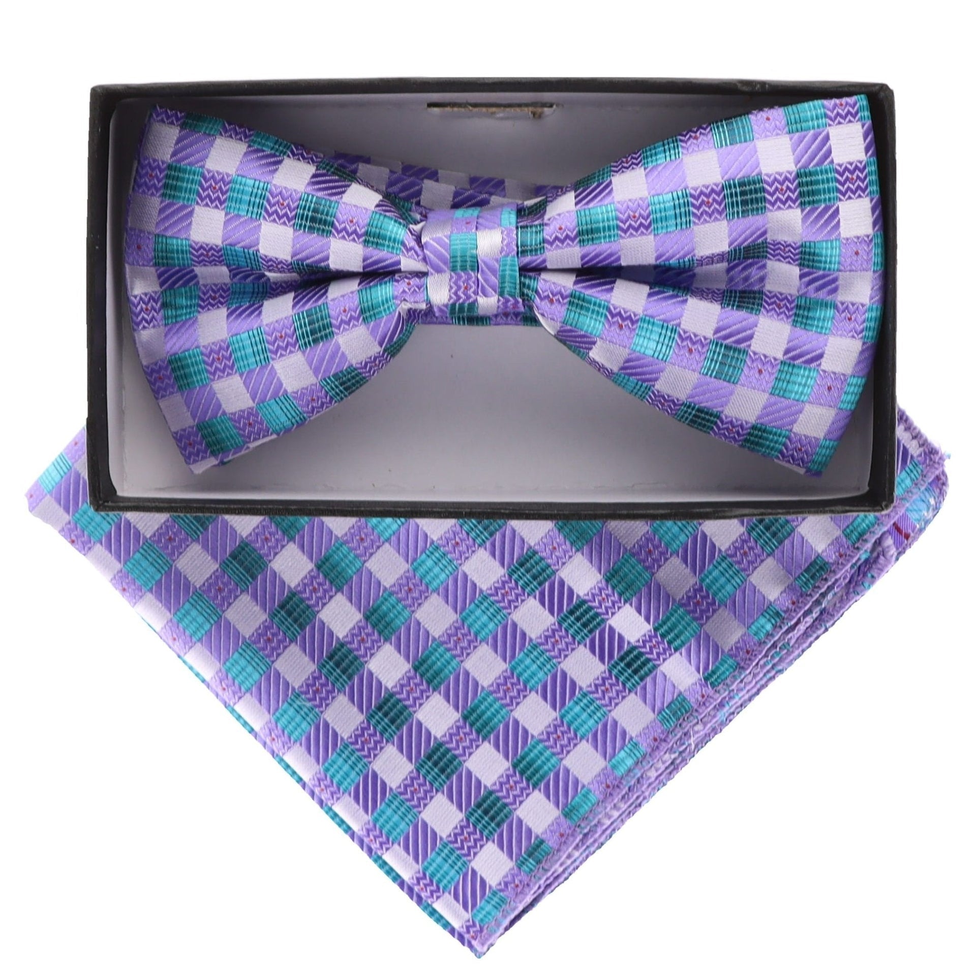 Geometric Design Bow Tie & Pocket Square in a Box by Vittorio Farina (BH-D-5094) for Independent Retail Stores by Dubal Brothers