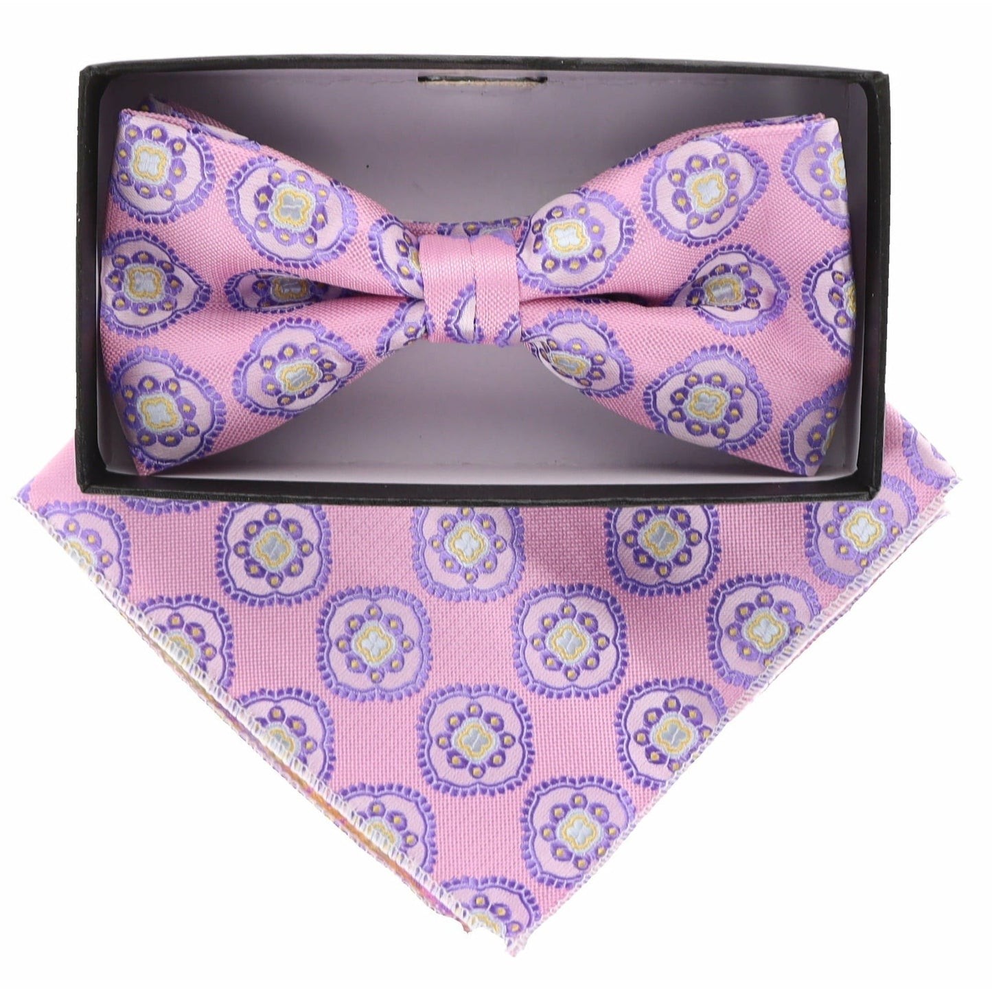 Geometric Design Bow Tie & Pocket Square in a Box by Vittorio Farina (BH - D - 5094) for Independent Retail Stores by Dubal Brothers