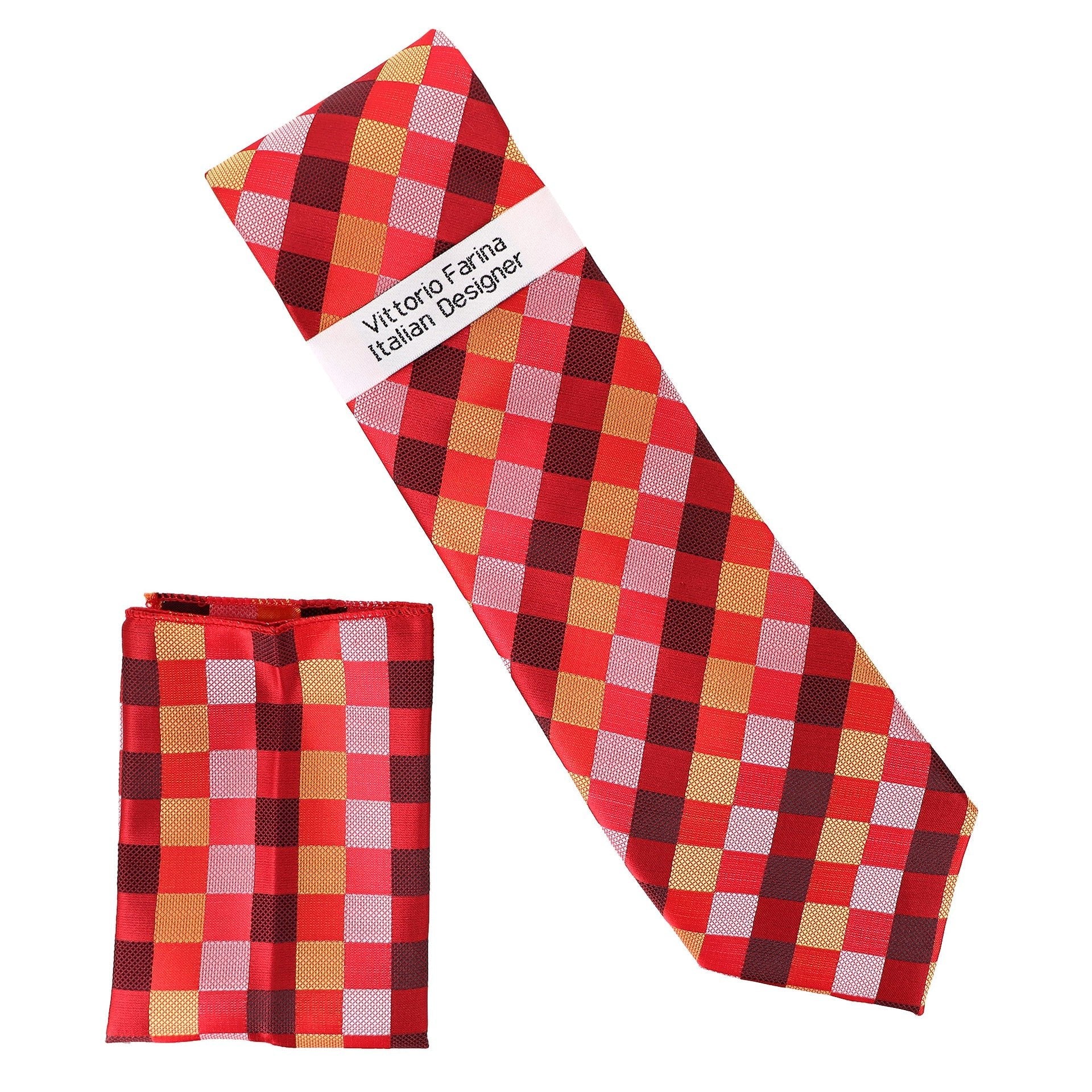 Geometric Designer Necktie & Pocket Square by Vittorio Farina (NH - D - 1256) for Independent Retail Stores by Dubal Brothers