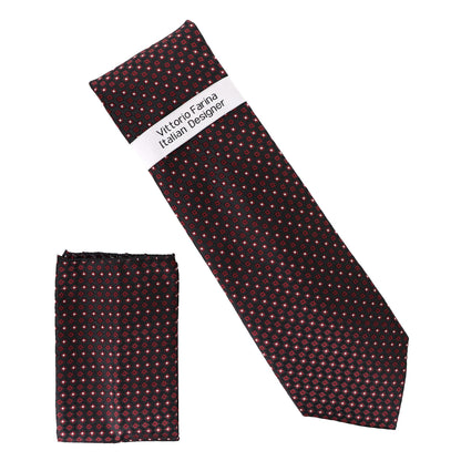 Geometric Designer Necktie & Pocket Square by Vittorio Farina (NH - D - 1256) for Independent Retail Stores by Dubal Brothers