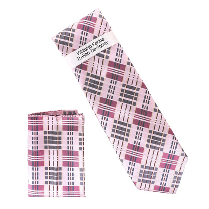 Geometric Designer Necktie & Pocket Square by Vittorio Farina (NH - D - 1347) for Independent Retail Stores by Dubal Brothers
