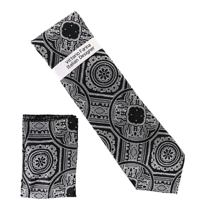 Geometric Designer Necktie & Pocket Square by Vittorio Farina (NH - D - 1349) for Independent Retail Stores by Dubal Brothers