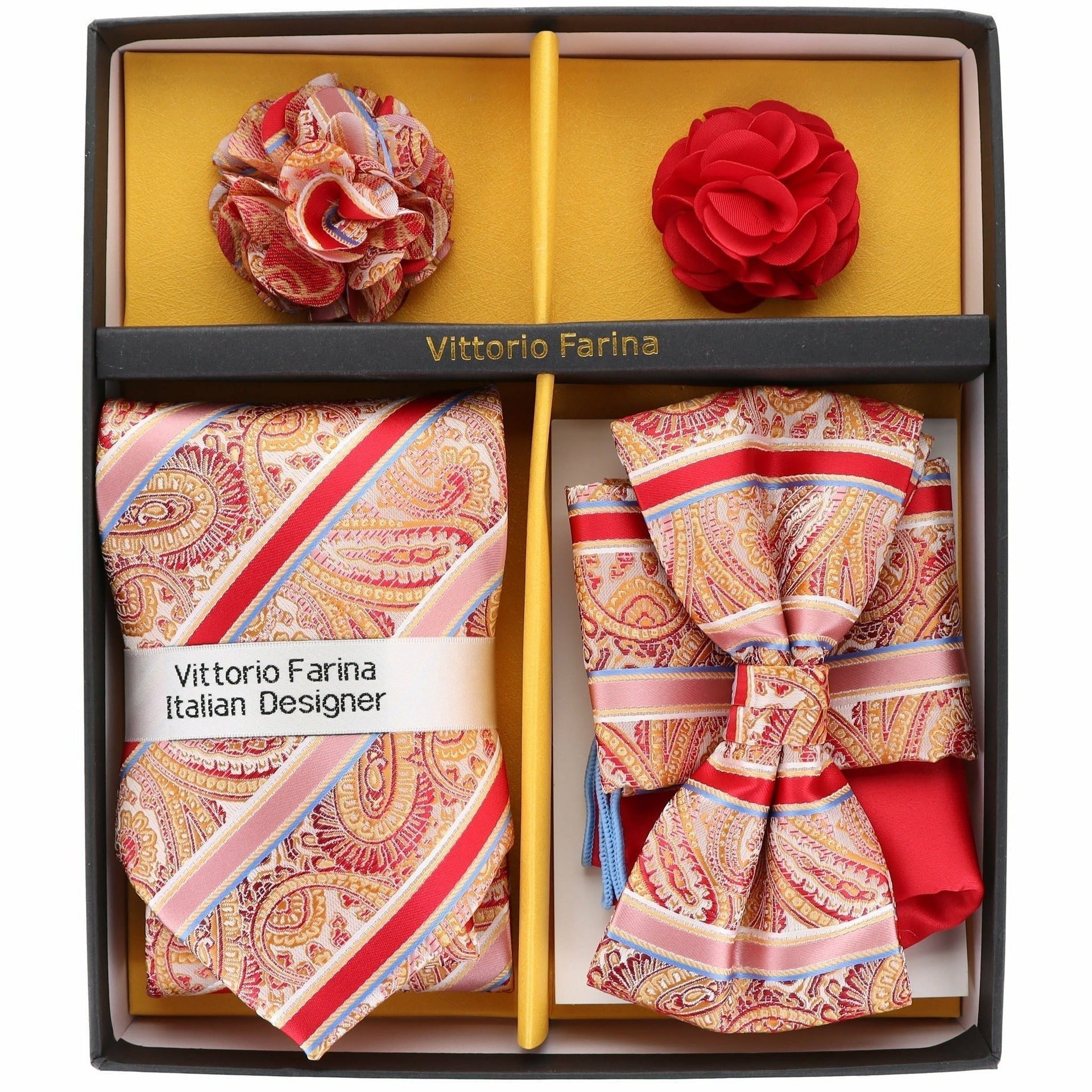 Gift Box (Necktie, Bow Tie, Pocket Square and Flower Lapel Pin) in a Box by Vittorio Farina (GB - 116) for Independent Retail Stores by Dubal Brothers