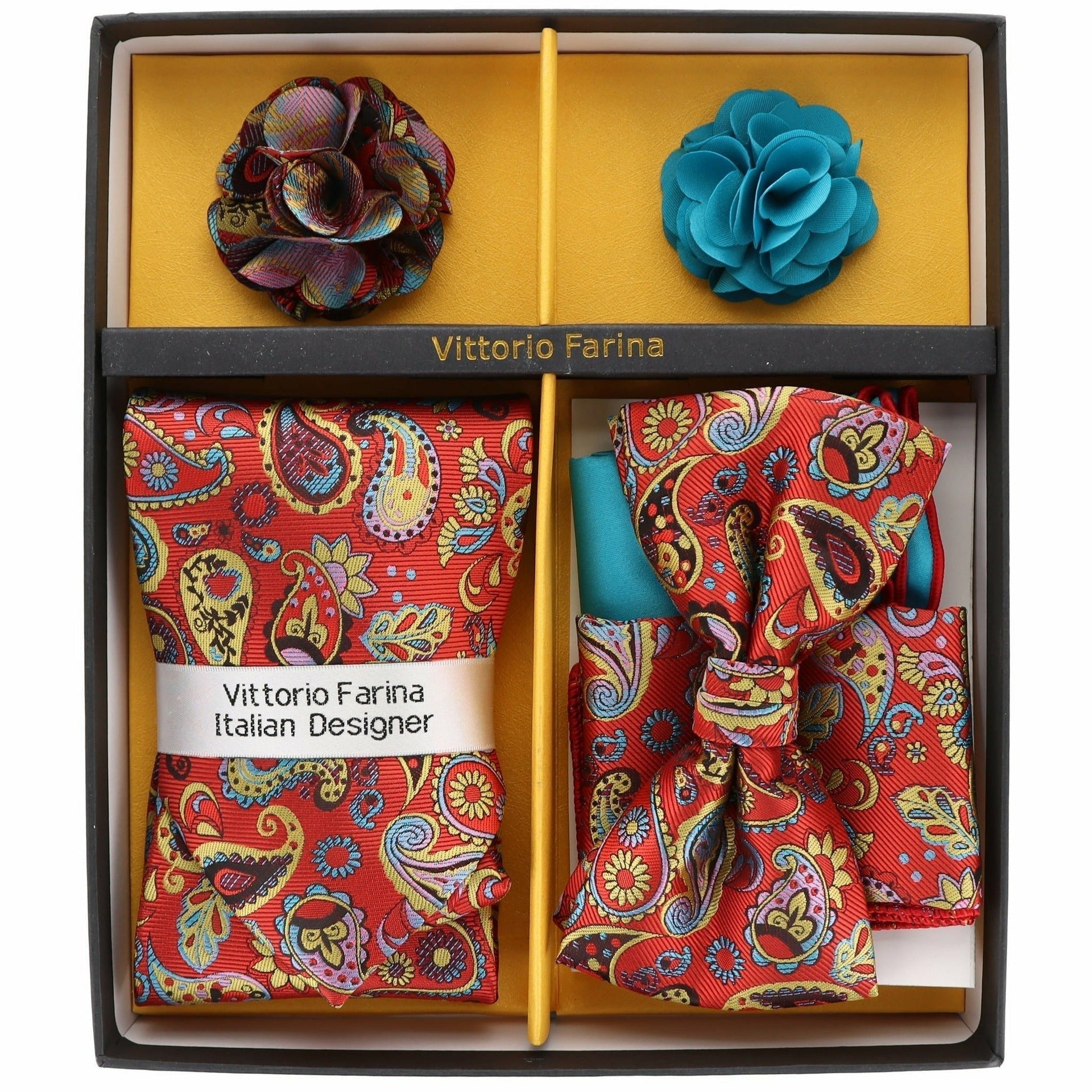 Gift Box (Necktie, Bow Tie, Pocket Square and Flower Lapel Pin) in a Box by Vittorio Farina (GB - 116) for Independent Retail Stores by Dubal Brothers