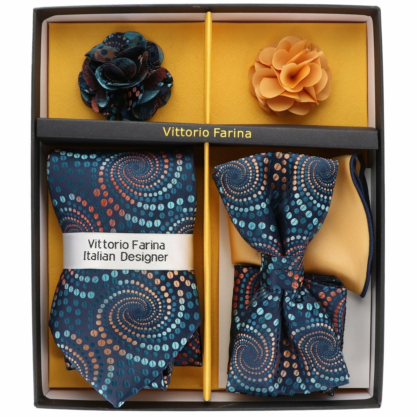 Gift Box (Necktie, Bow Tie, Pocket Square and Flower Lapel Pin) in a Box by Vittorio Farina (GB - 116) for Independent Retail Stores by Dubal Brothers