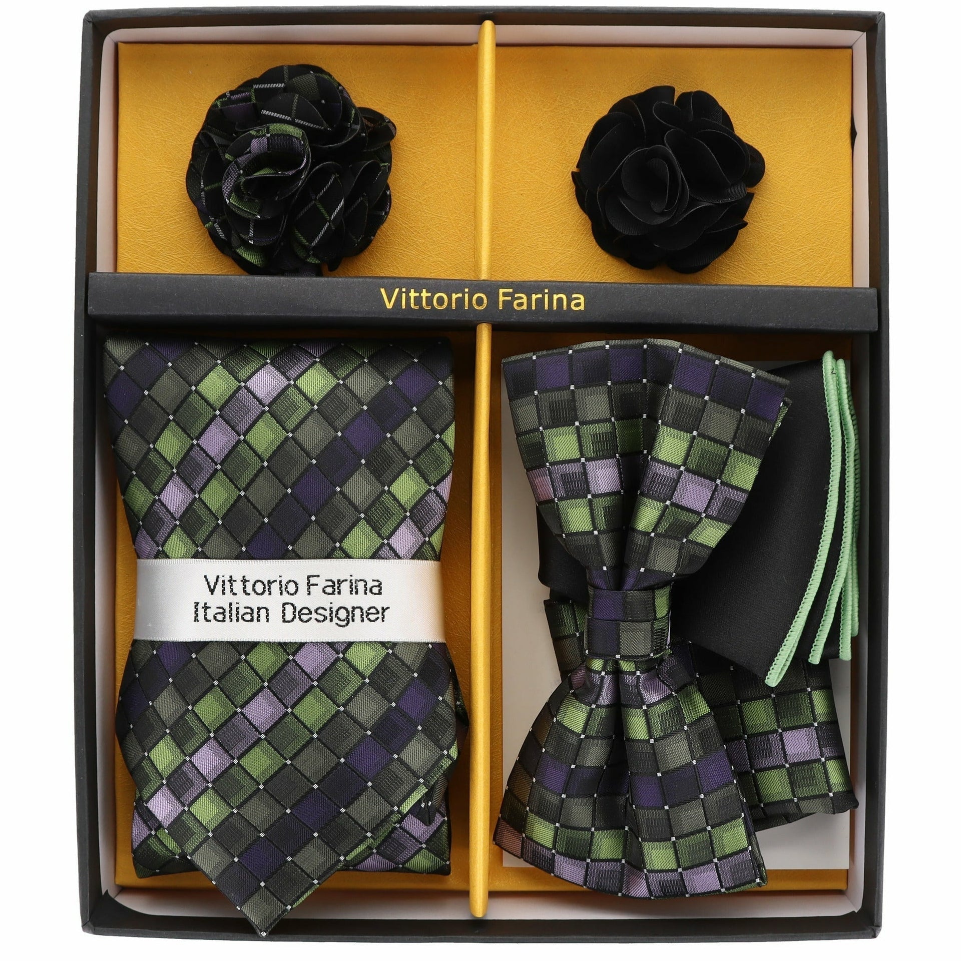 Gift Box (Necktie, Bow Tie, Pocket Square and Flower Lapel Pin) in a Box by Vittorio Farina (GB - 116) for Independent Retail Stores by Dubal Brothers