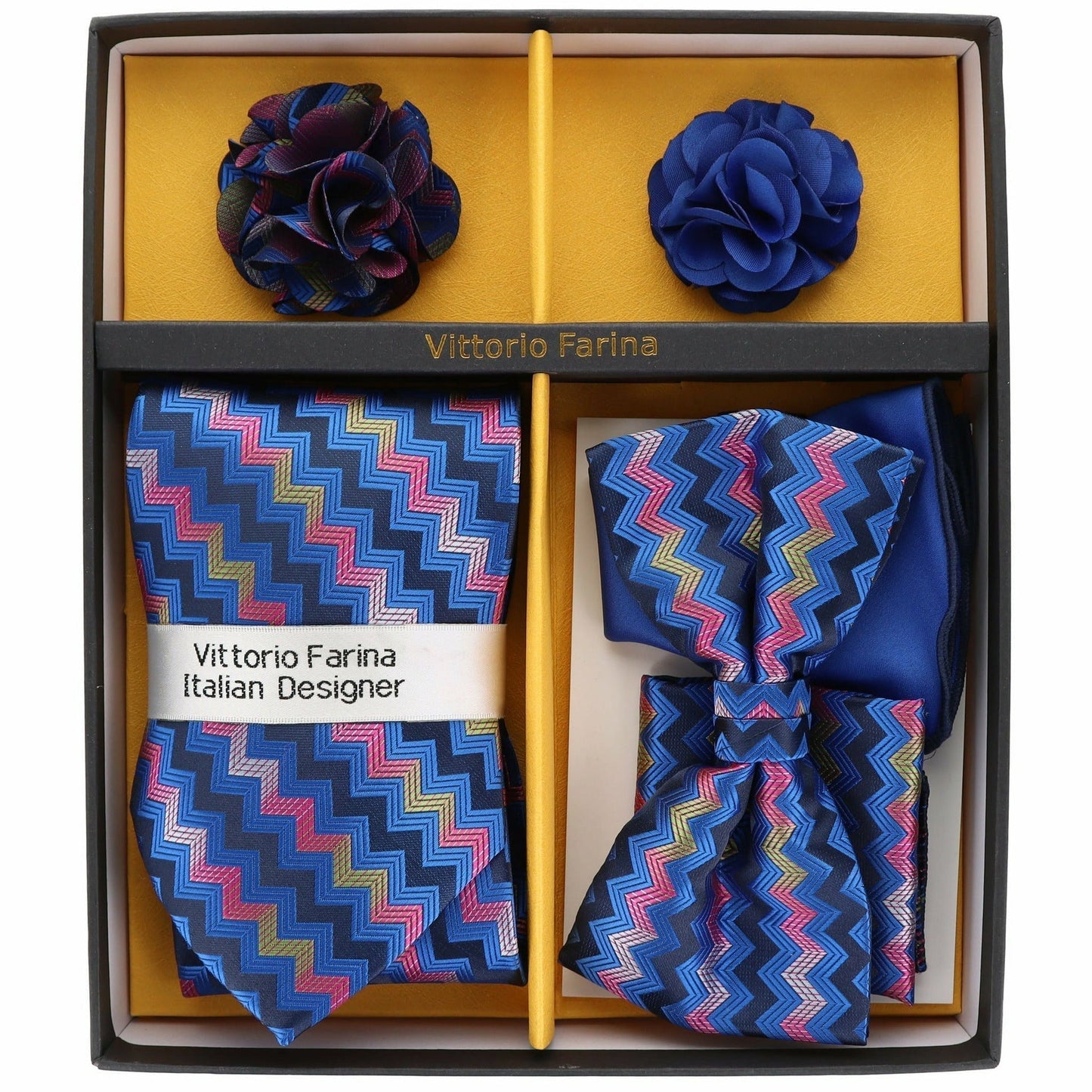Gift Box (Necktie, Bow Tie, Pocket Square and Flower Lapel Pin) in a Box by Vittorio Farina (GB - 116) for Independent Retail Stores by Dubal Brothers