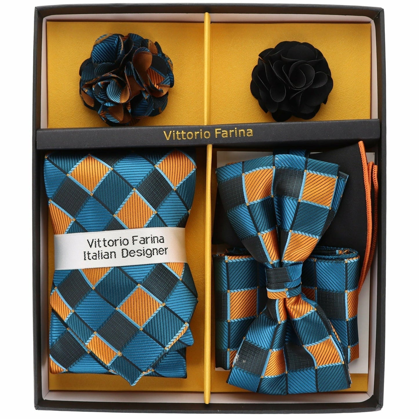 Gift Box (Necktie, Bow Tie, Pocket Square and Flower Lapel Pin) in a Box by Vittorio Farina (GB - 116) for Independent Retail Stores by Dubal Brothers