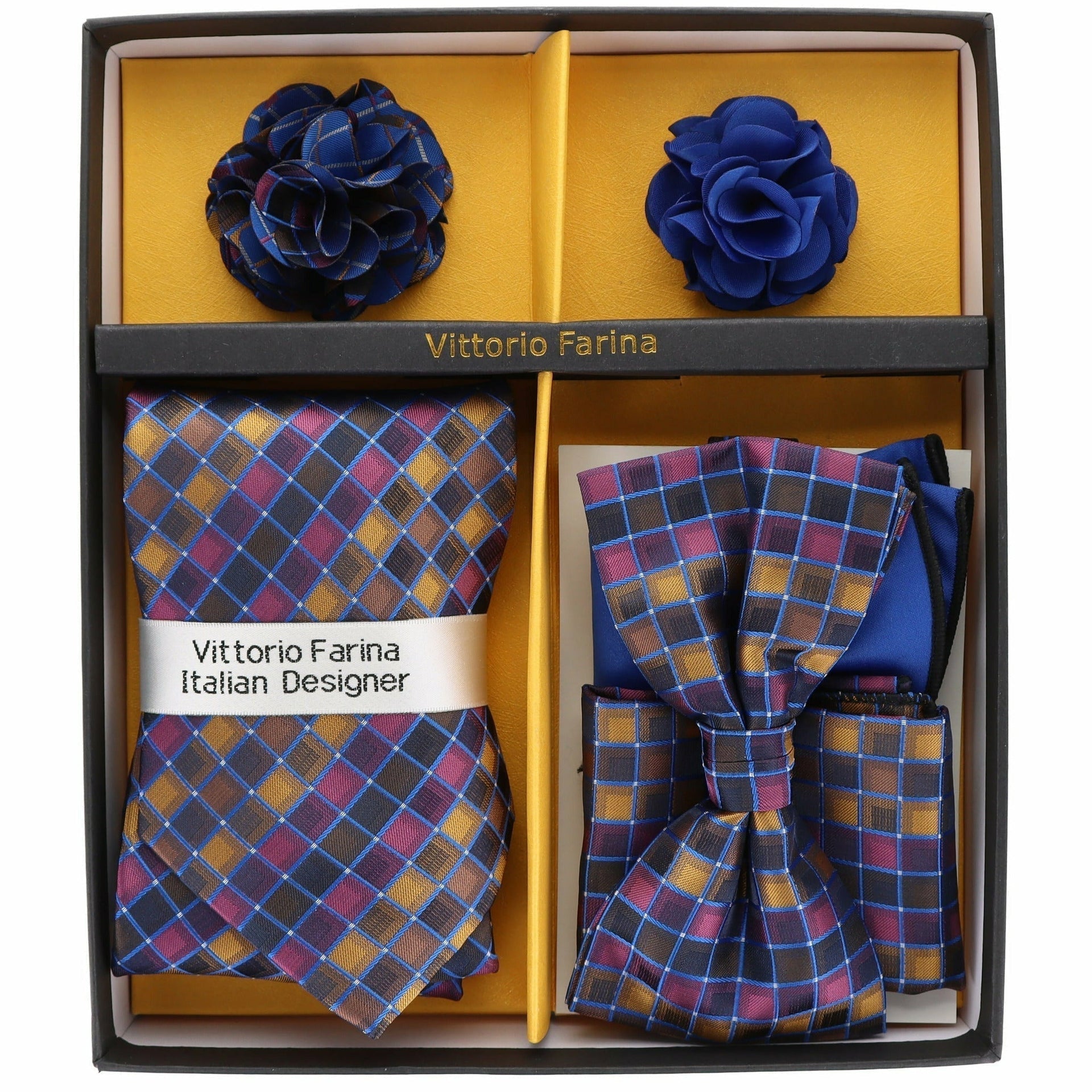 Gift Box (Necktie, Bow Tie, Pocket Square and Flower Lapel Pin) in a Box by Vittorio Farina (GB - 116) for Independent Retail Stores by Dubal Brothers