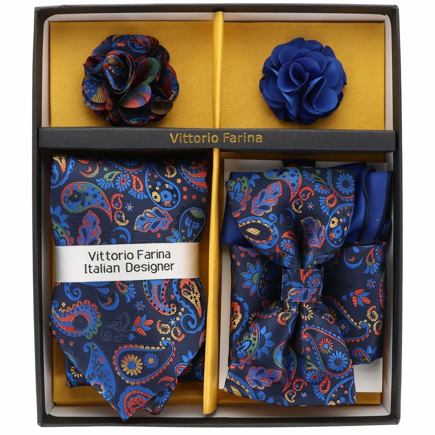 Gift Box (Necktie, Bow Tie, Pocket Square and Flower Lapel Pin) in a Box by Vittorio Farina (GB - 116) for Independent Retail Stores by Dubal Brothers