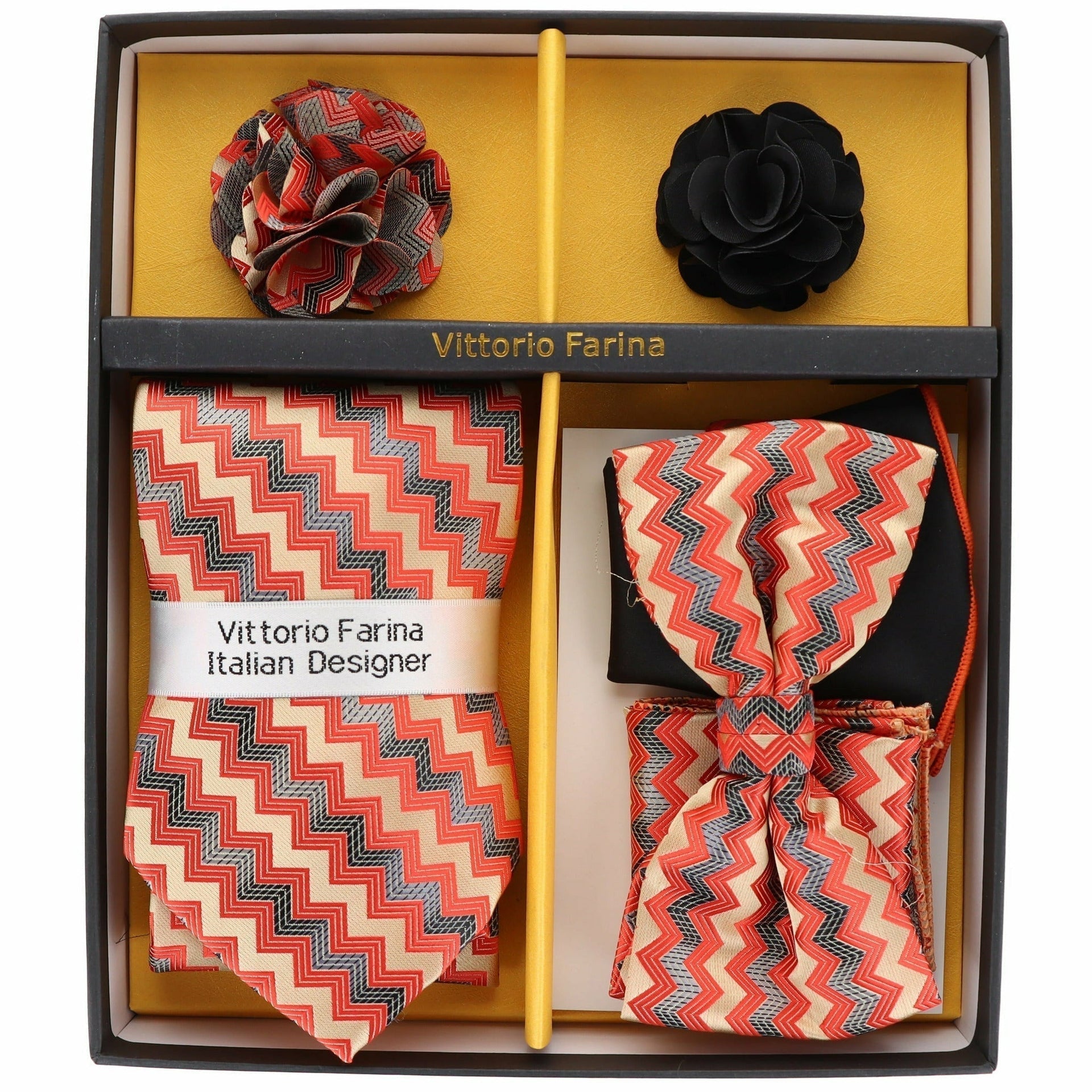 Gift Box (Necktie, Bow Tie, Pocket Square and Flower Lapel Pin) in a Box by Vittorio Farina (GB - 116) for Independent Retail Stores by Dubal Brothers