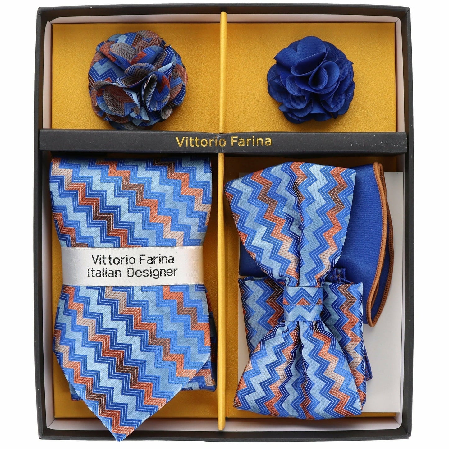 Gift Box (Necktie, Bow Tie, Pocket Square and Flower Lapel Pin) in a Box by Vittorio Farina (GB - 116) for Independent Retail Stores by Dubal Brothers