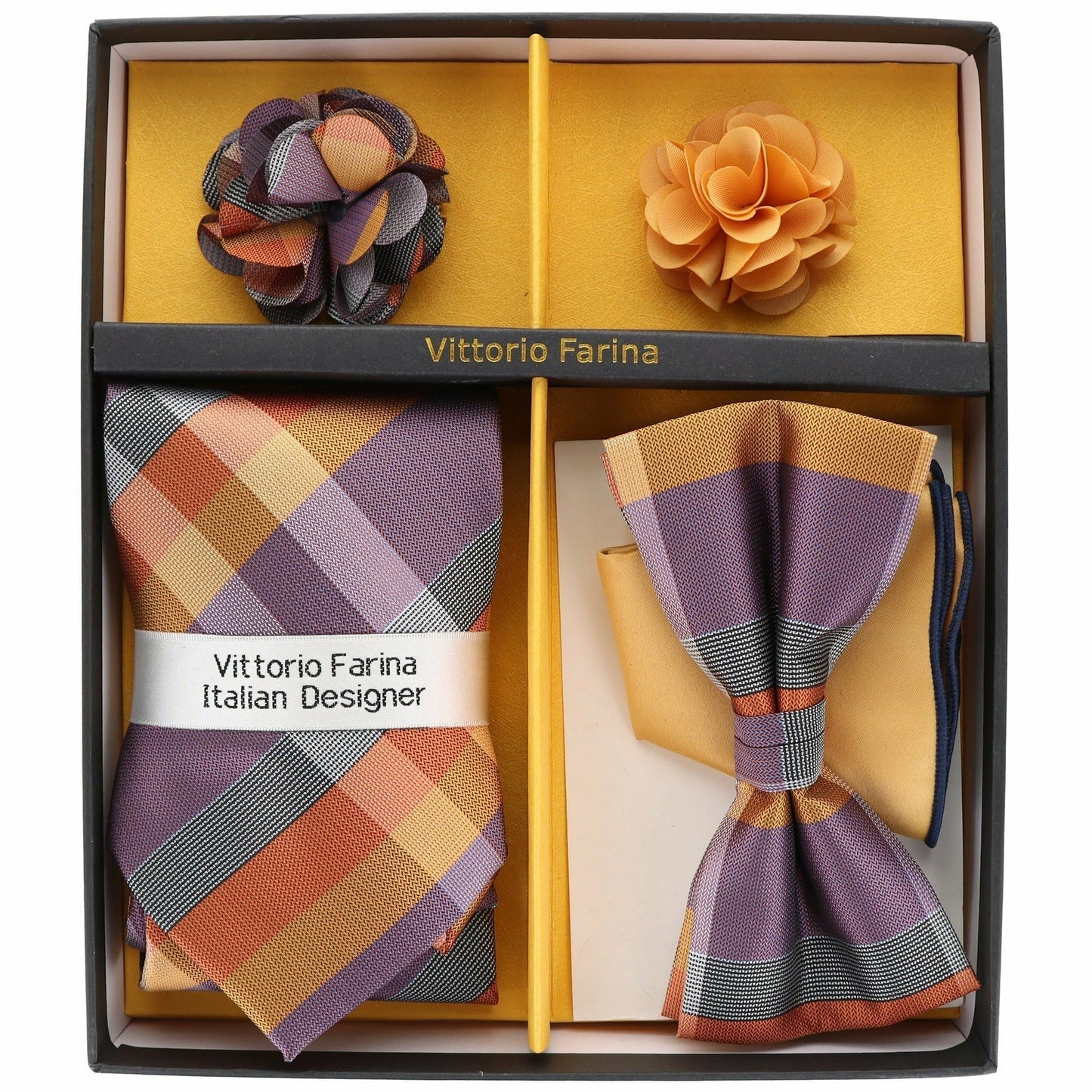 Gift Box (Necktie, Bow Tie, Pocket Square and Flower Lapel Pin) in a Box by Vittorio Farina (GB - 116) for Independent Retail Stores by Dubal Brothers