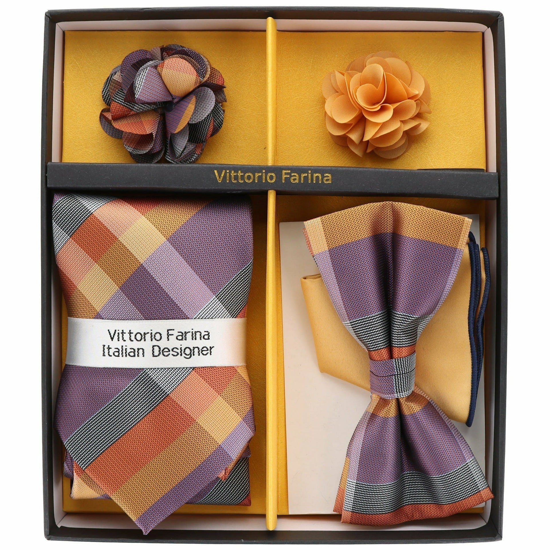 Gift Box (Necktie, Bow Tie, Pocket Square and Flower Lapel Pin) in a Box by Vittorio Farina (GB - 116) for Independent Retail Stores by Dubal Brothers