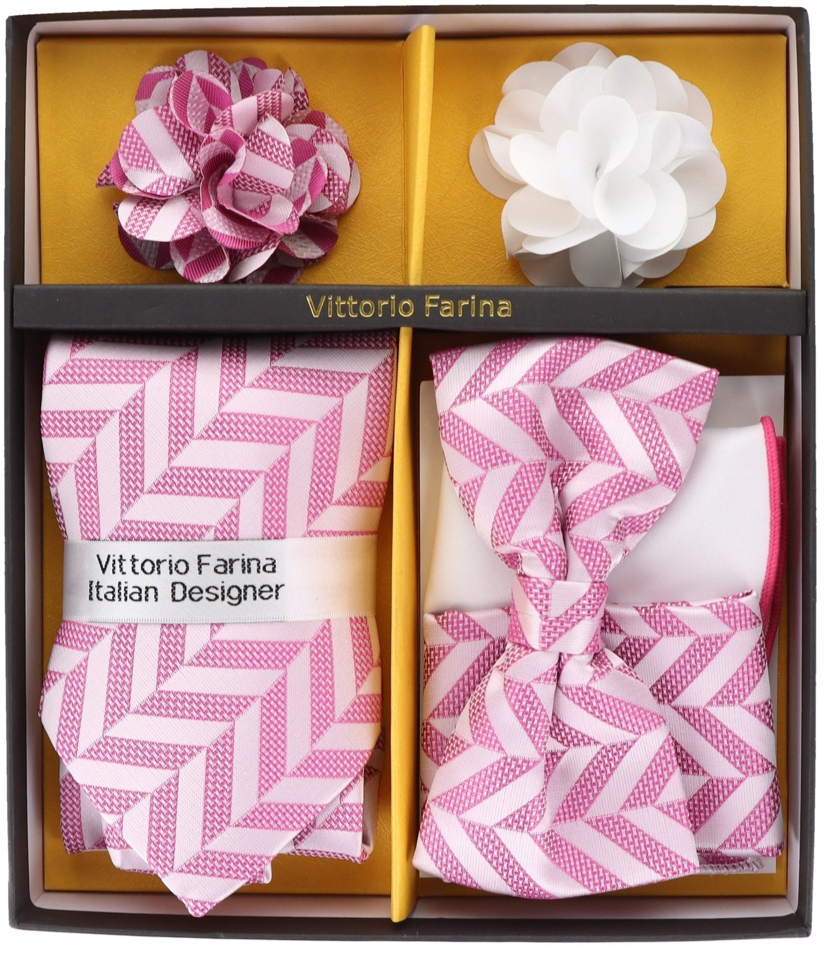 Gift Box (Necktie, Bow Tie, Pocket Square and Flower Lapel Pin) in a Box by Vittorio Farina (GB - 21005) for Independent Retail Stores by Dubal Brothers