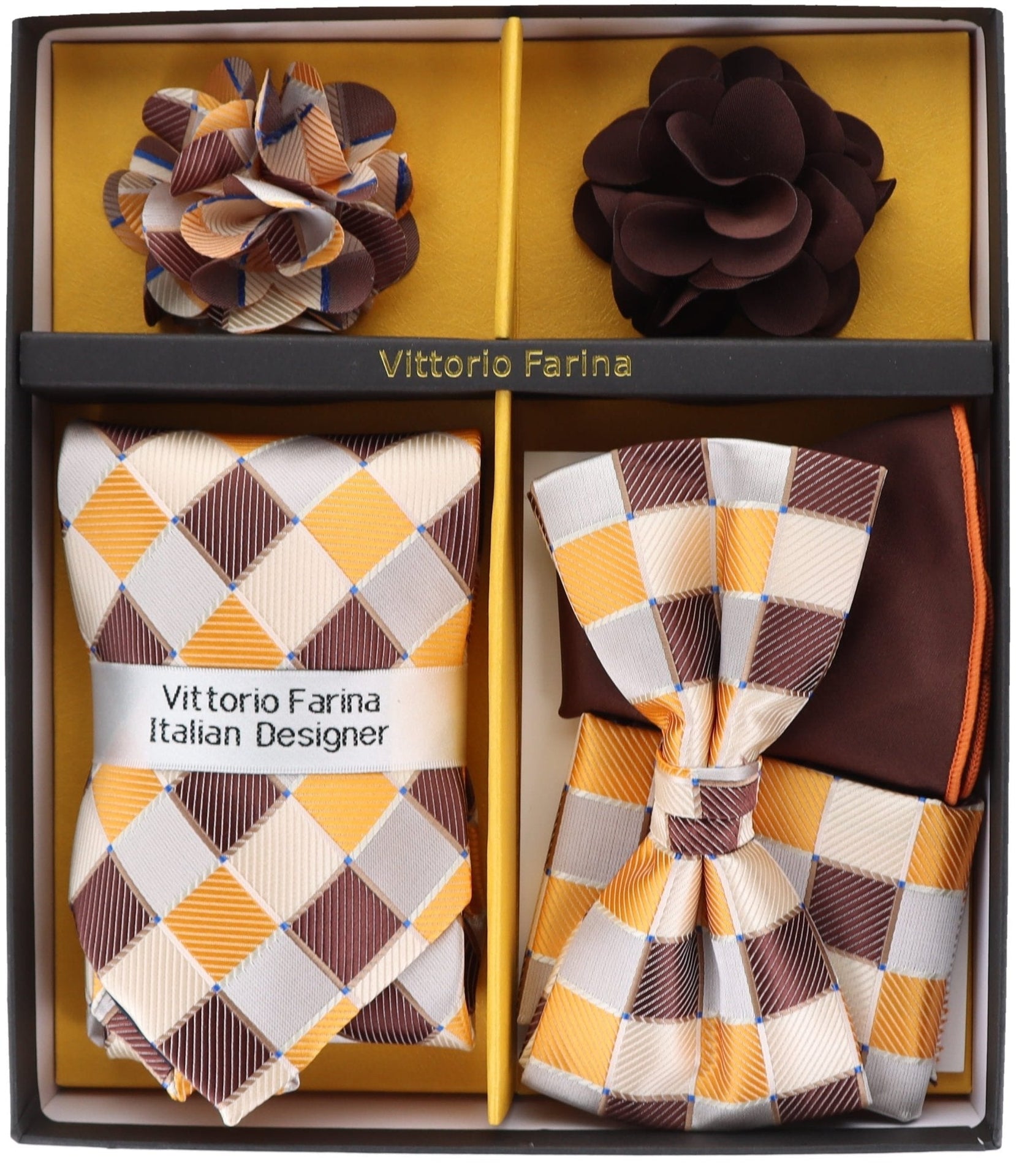 Gift Box (Necktie, Bow Tie, Pocket Square and Flower Lapel Pin) in a Box by Vittorio Farina (GB - 21006) for Independent Retail Stores by Dubal Brothers