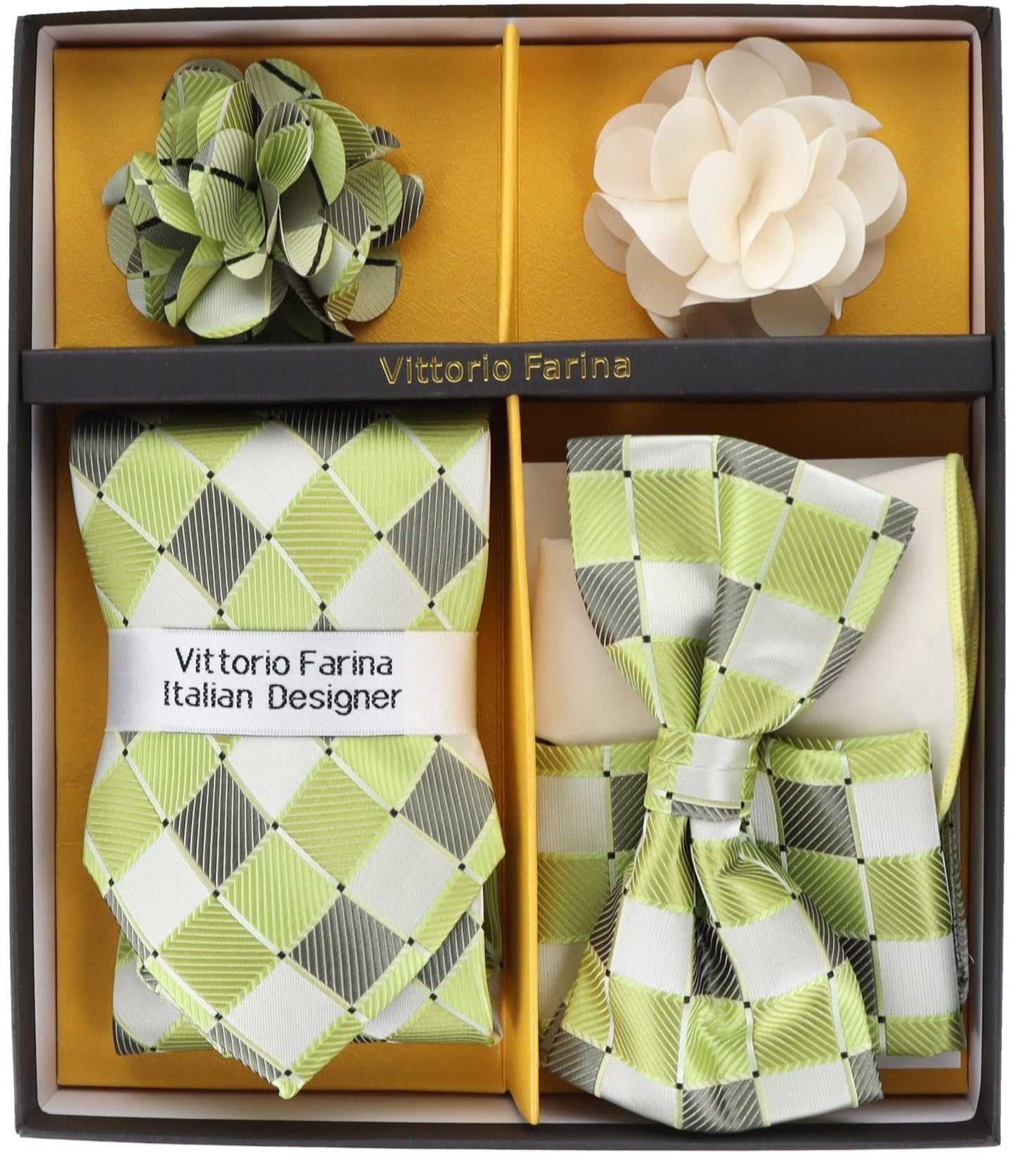 Gift Box (Necktie, Bow Tie, Pocket Square and Flower Lapel Pin) in a Box by Vittorio Farina (GB - 21009) for Independent Retail Stores by Dubal Brothers
