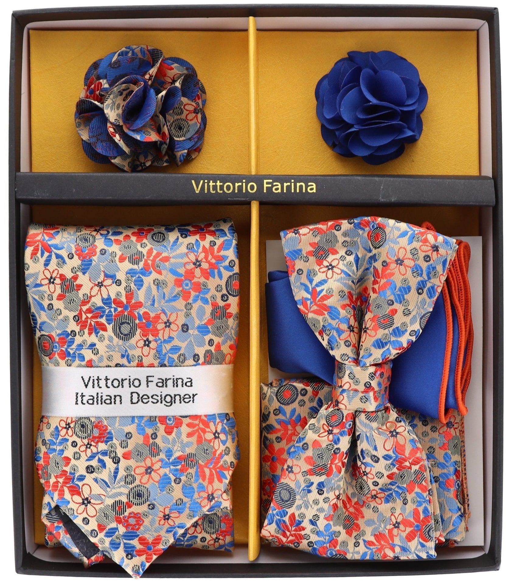 Gift Box (Necktie, Bow Tie, Pocket Square and Flower Lapel Pin) in a Box by Vittorio Farina (GB - 21016) for Independent Retail Stores by Dubal Brothers