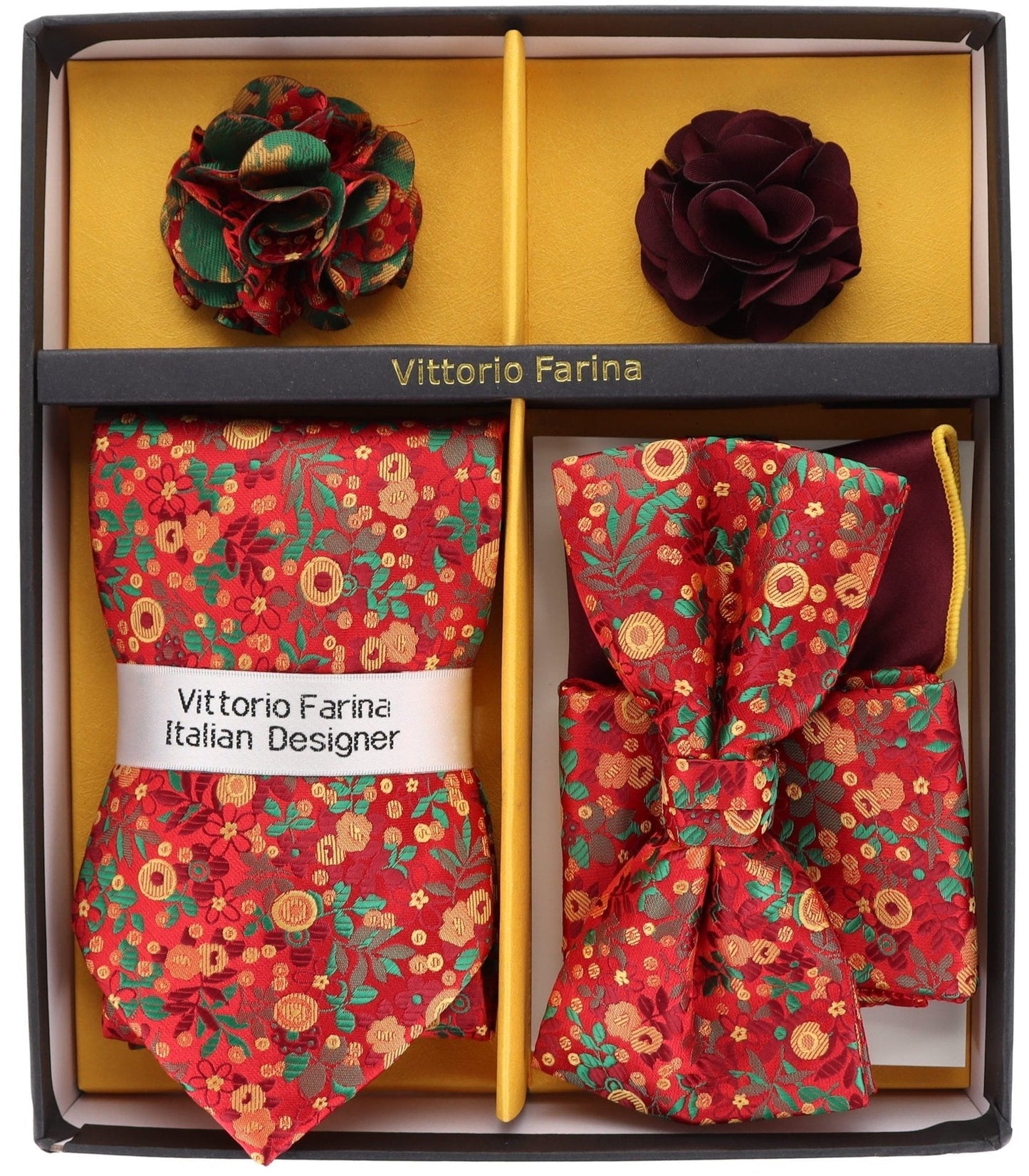 Gift Box (Necktie, Bow Tie, Pocket Square and Flower Lapel Pin) in a Box by Vittorio Farina (GB - 21018) for Independent Retail Stores by Dubal Brothers