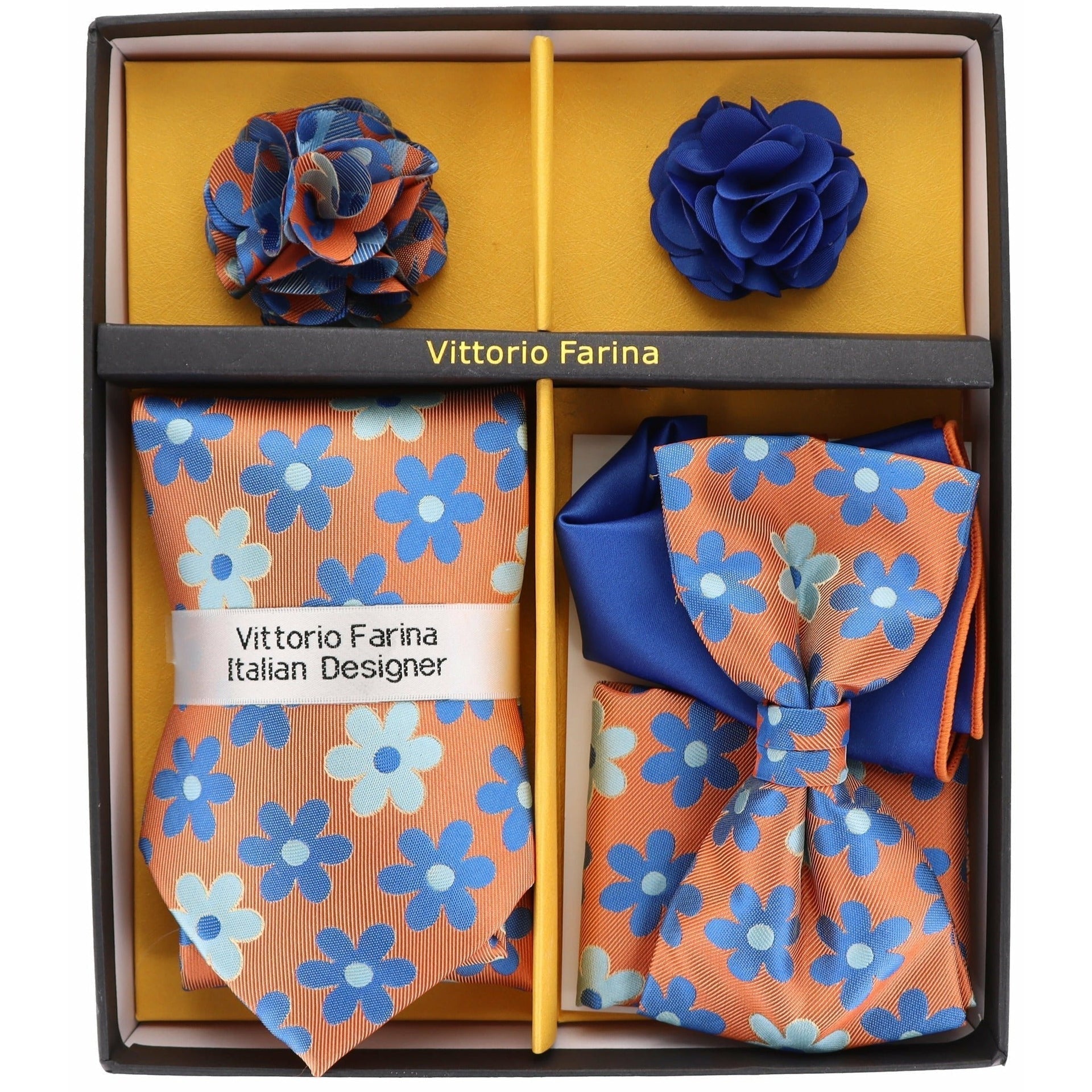 Gift Box (Necktie, Bow Tie, Pocket Square and Flower Lapel Pin) in a Box by Vittorio Farina (GB - 21019) for Independent Retail Stores by Dubal Brothers