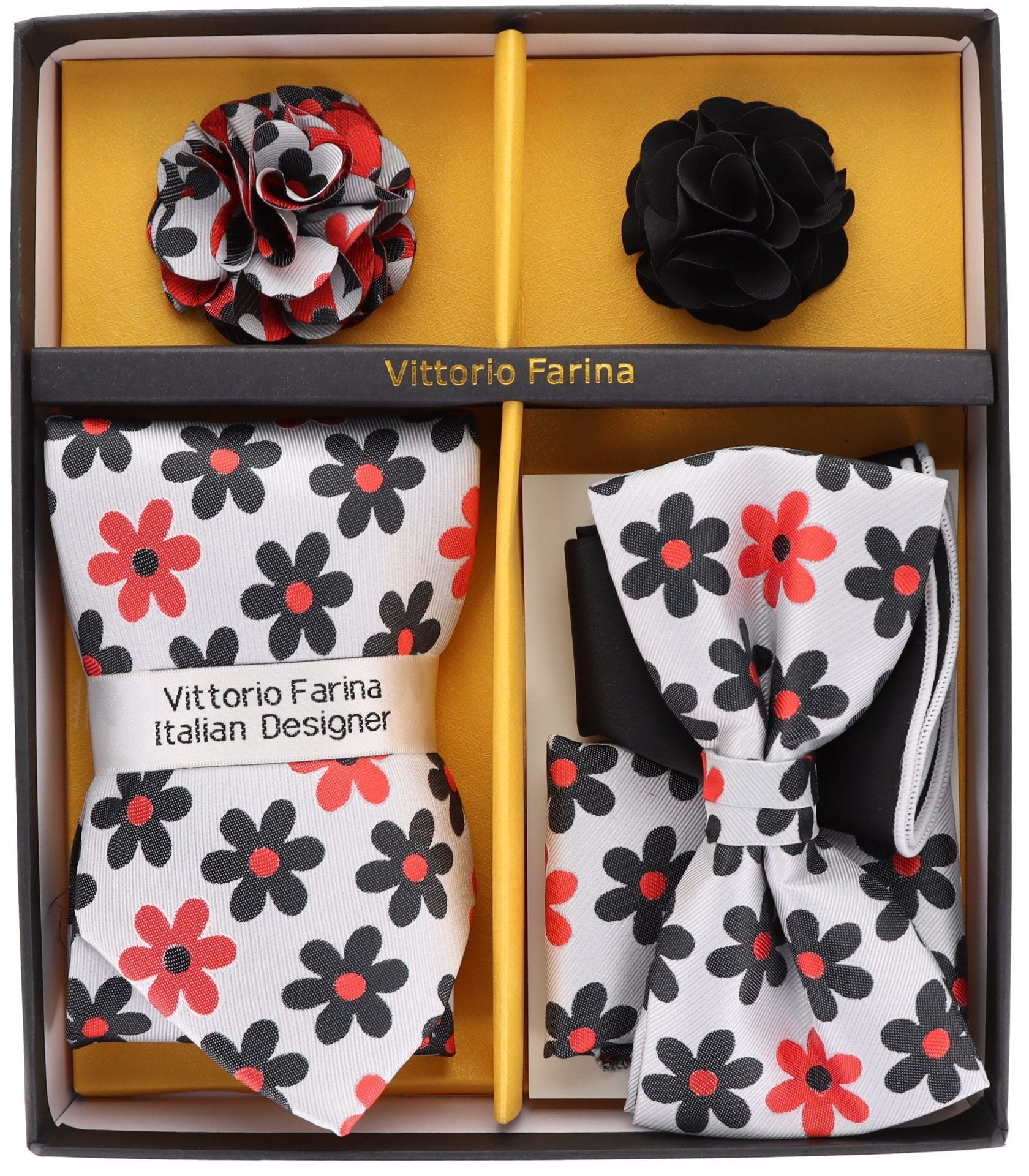 Gift Box (Necktie, Bow Tie, Pocket Square and Flower Lapel Pin) in a Box by Vittorio Farina (GB - 21021) for Independent Retail Stores by Dubal Brothers