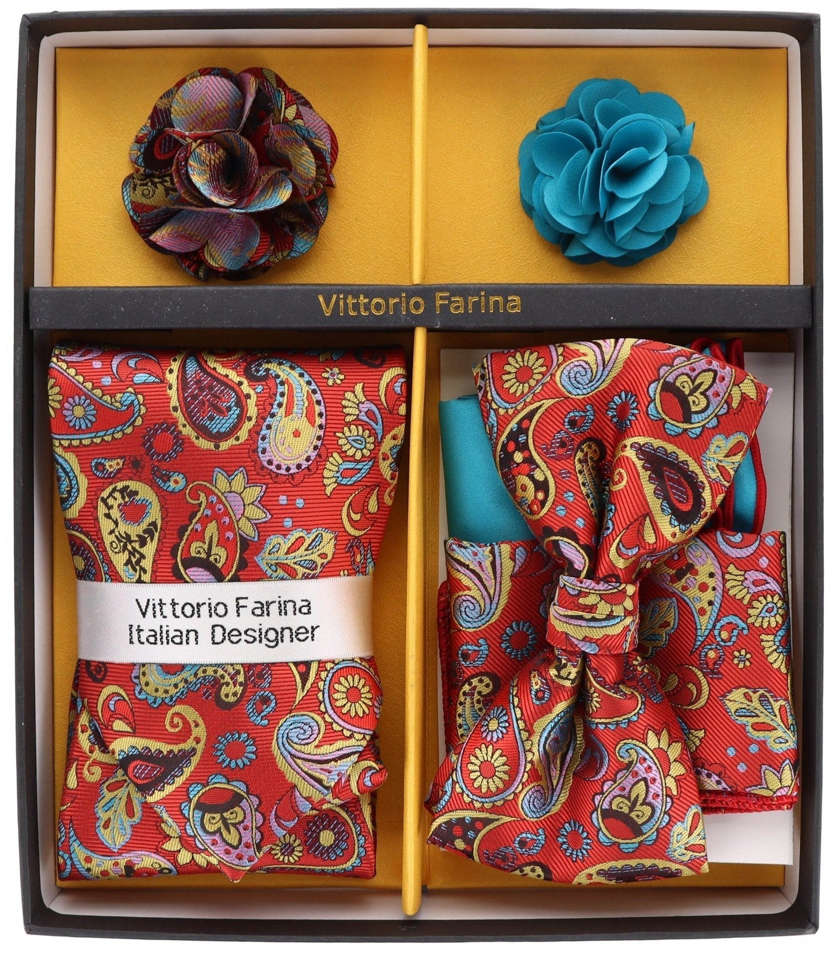 Gift Box (Necktie, Bow Tie, Pocket Square and Flower Lapel Pin) in a Box by Vittorio Farina (GB - 21025) for Independent Retail Stores by Dubal Brothers