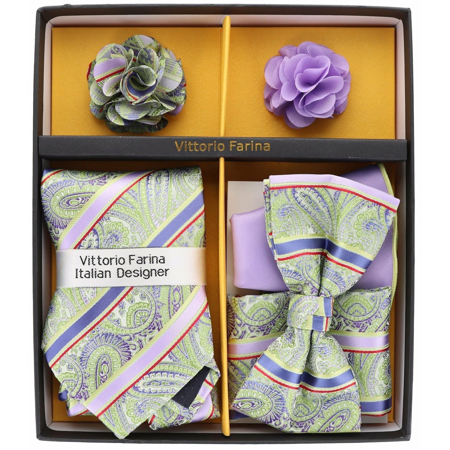 Gift Box (Necktie, Bow Tie, Pocket Square and Flower Lapel Pin) in a Box by Vittorio Farina (GB - 21026) for Independent Retail Stores by Dubal Brothers