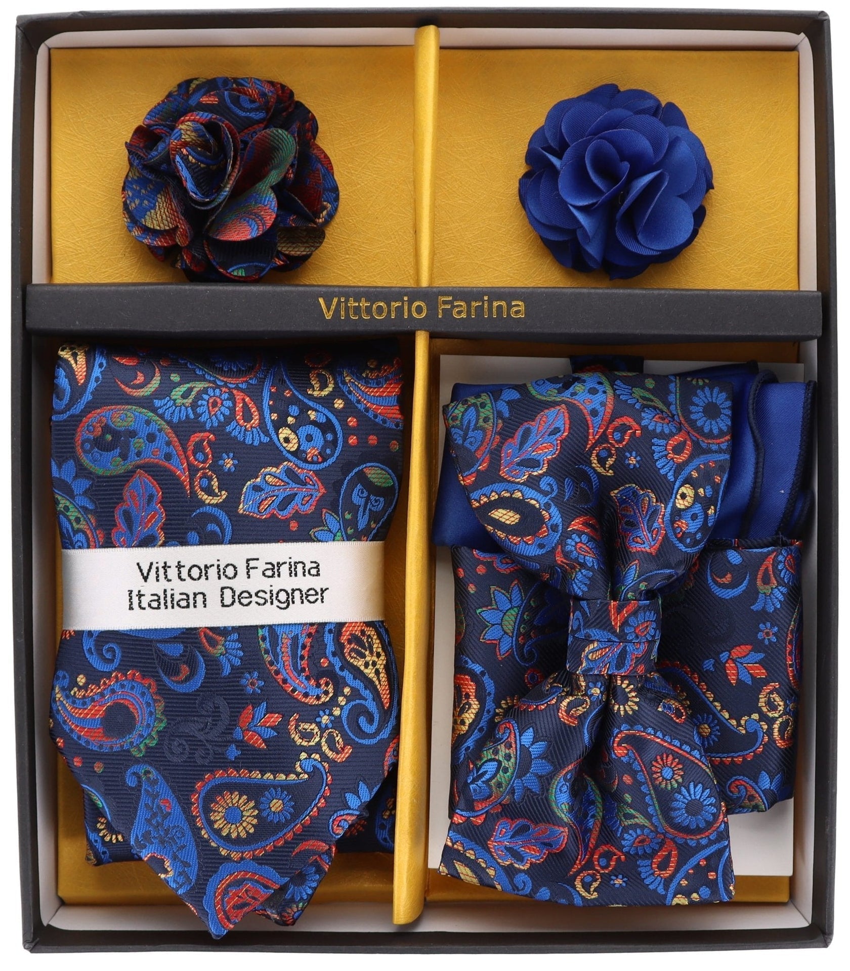 Gift Box (Necktie, Bow Tie, Pocket Square and Flower Lapel Pin) in a Box by Vittorio Farina (GB - 21026) for Independent Retail Stores by Dubal Brothers