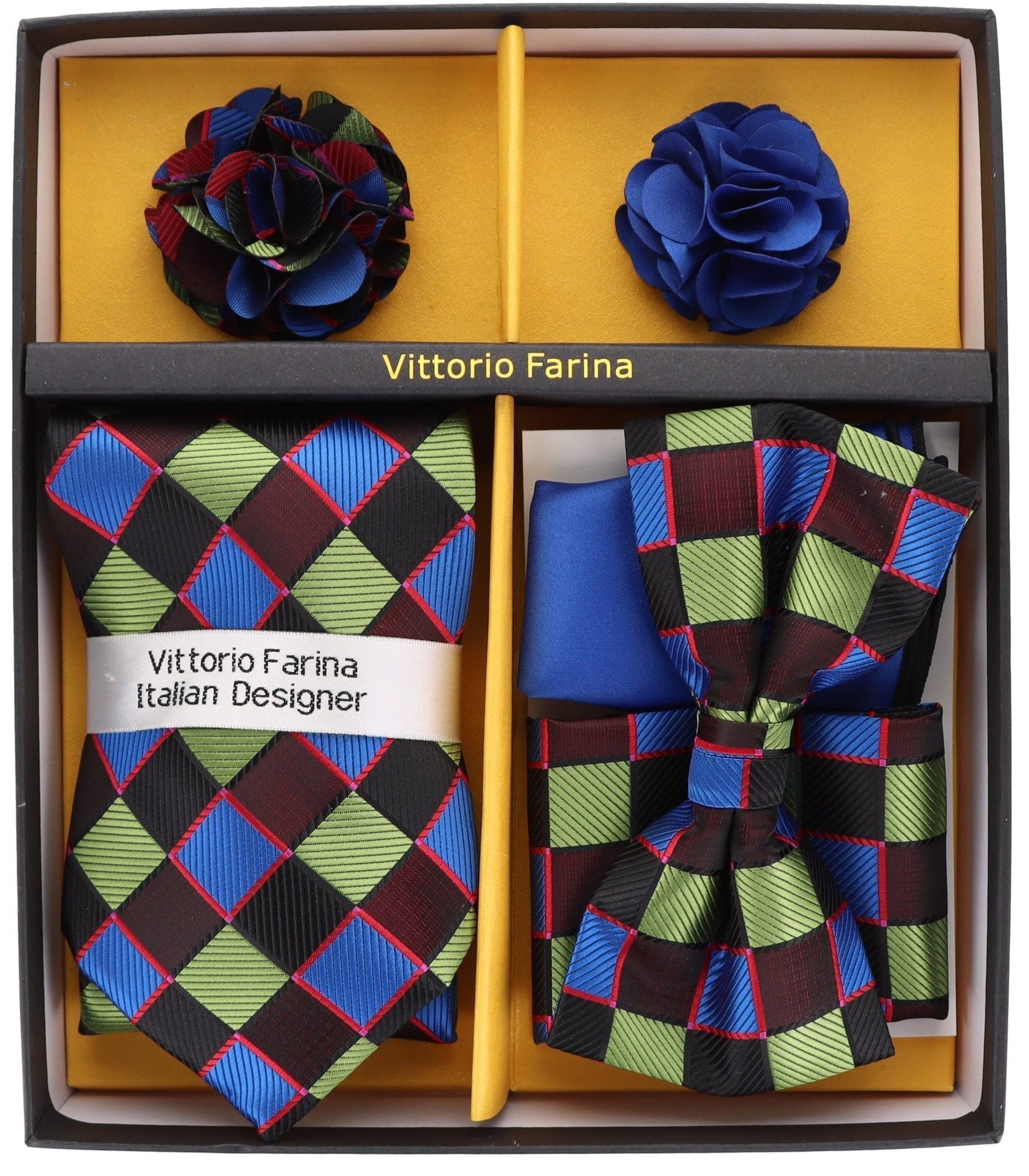 Gift Box (Necktie, Bow Tie, Pocket Square and Flower Lapel Pin) in a Box by Vittorio Farina (GB - 21028) for Independent Retail Stores by Dubal Brothers