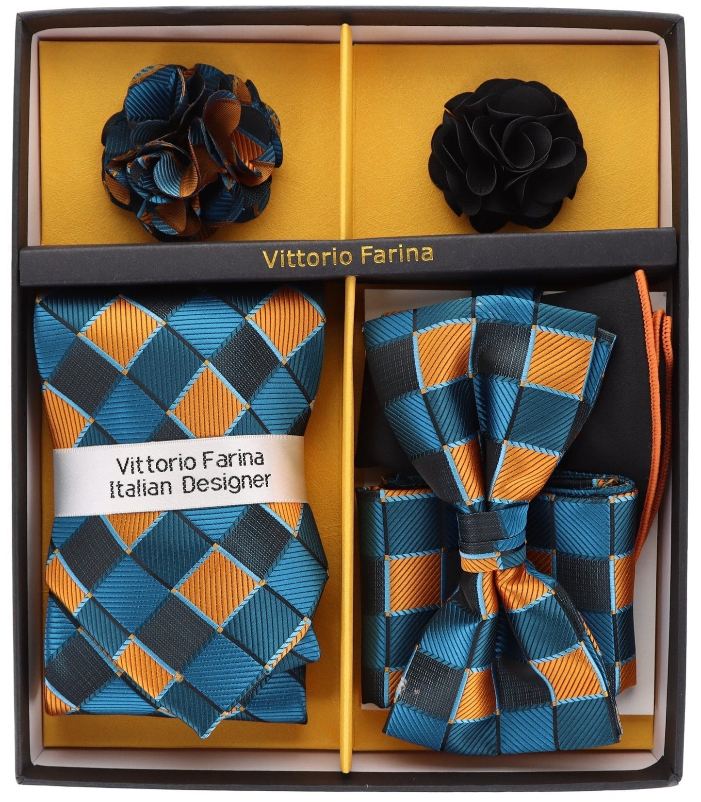 Gift Box (Necktie, Bow Tie, Pocket Square and Flower Lapel Pin) in a Box by Vittorio Farina (GB - 21029) for Independent Retail Stores by Dubal Brothers